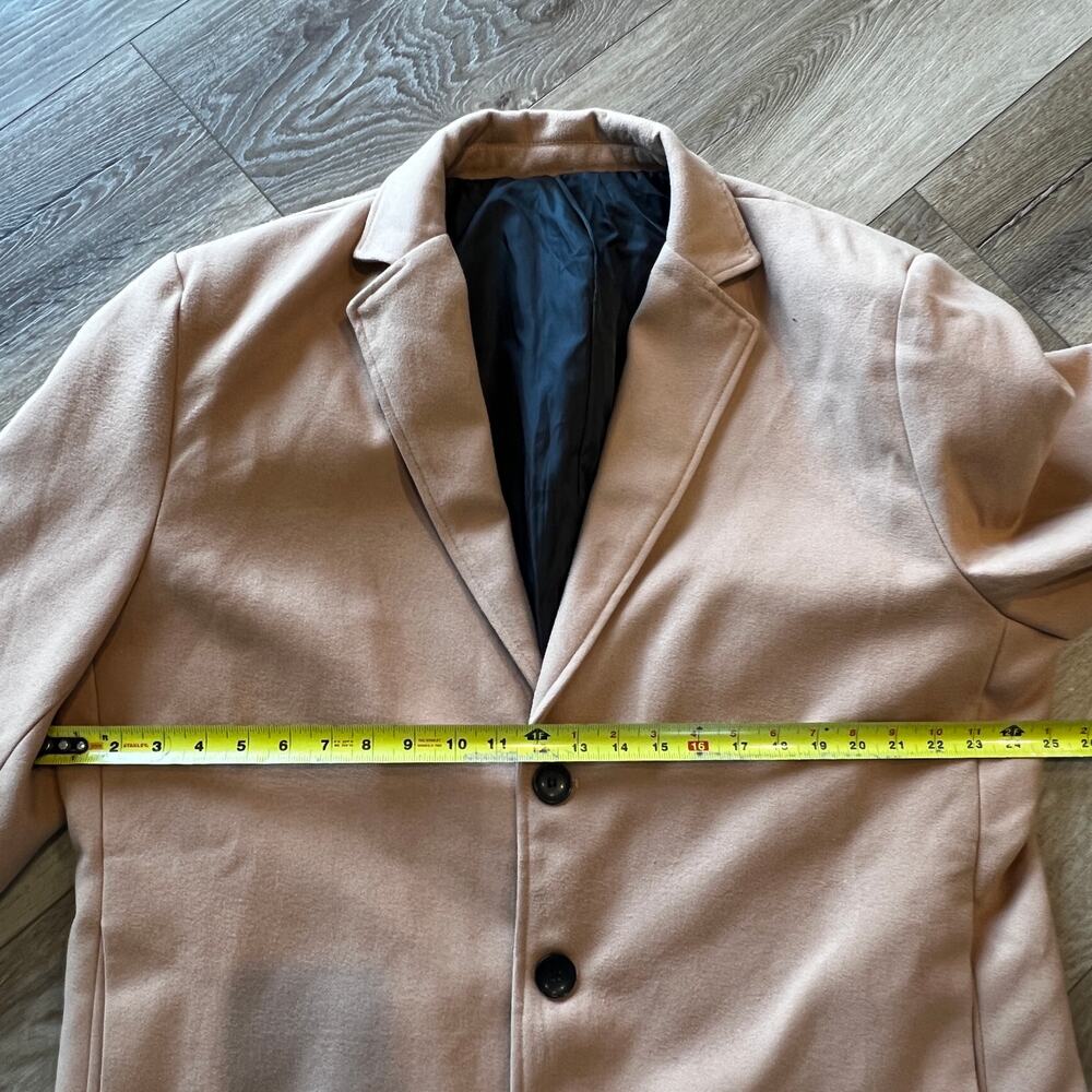 SPRINGRAIN Men's Wool Blend Single Breasted Trench Coat Size XXL In Khaki - Picture 5 of 9